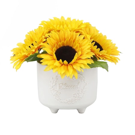 Espectaculo 9.5 in.H MD Blessed  Sunflowers Ceramic 4.75X4.75X4.25 ES2578382